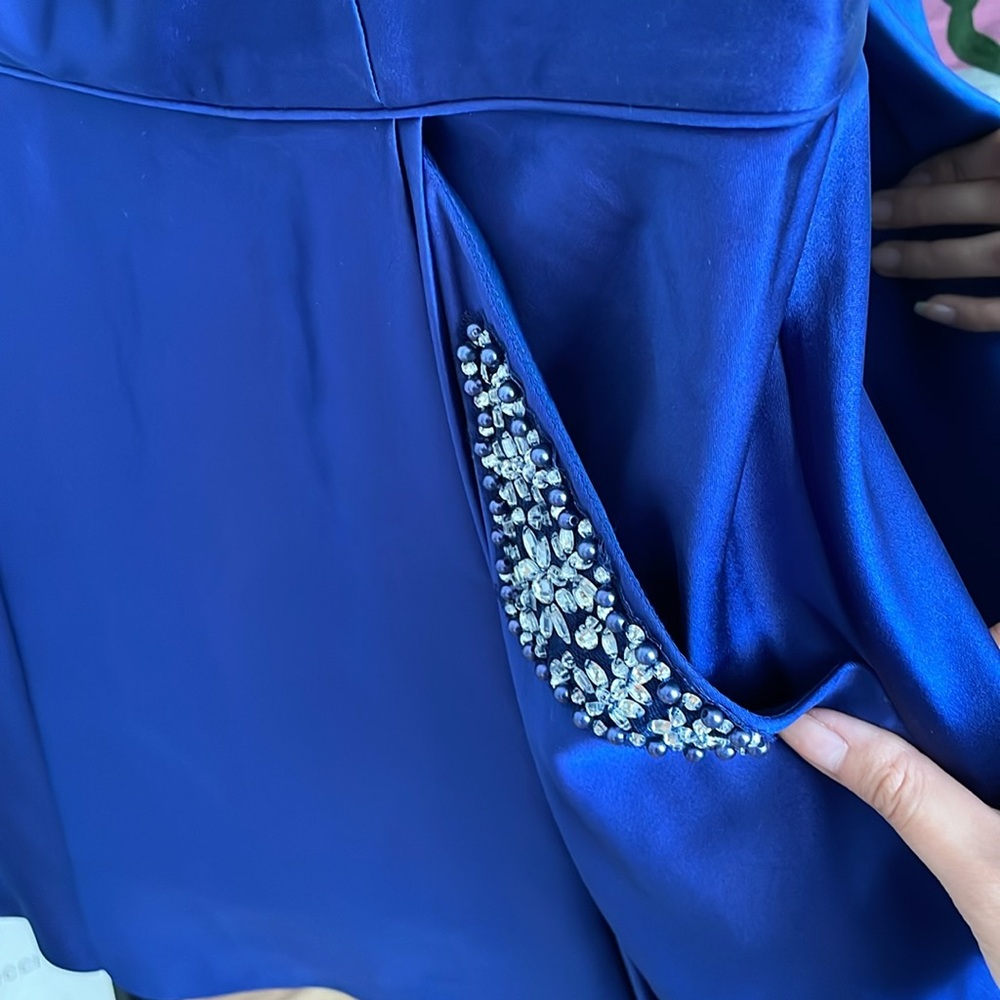 Royal Blue Homecoming Dress with Jeweled Pockets - Picture 3 of 8